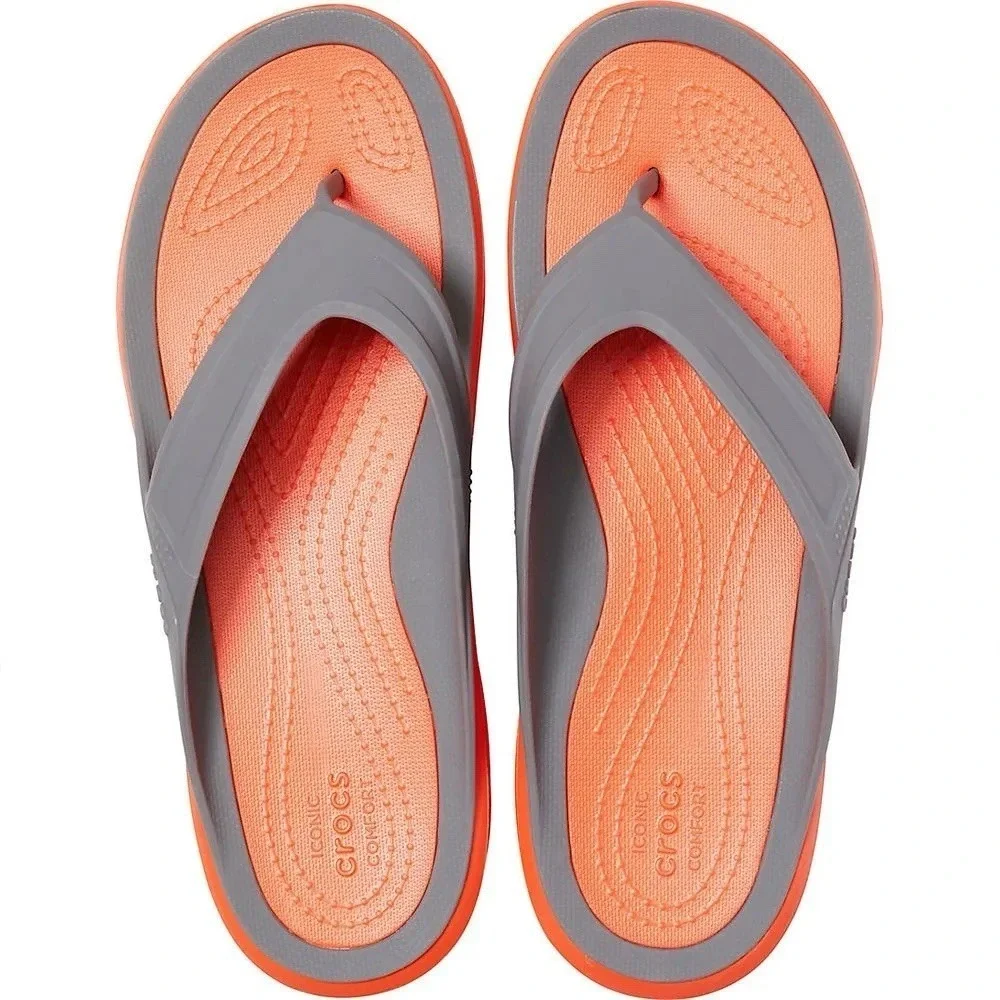 Crocs Swiftwater Wave Flip Flops Sandals‎ Men's Size 8 Orange Gray